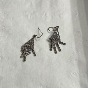 Black/silver dangling earrings